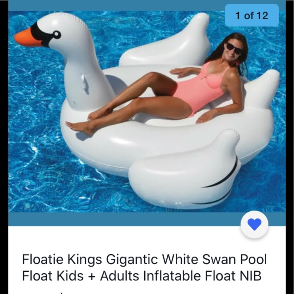 Floatie Kings Gigantic White Swan Swim Float Pool Beach River Inflatable NIB